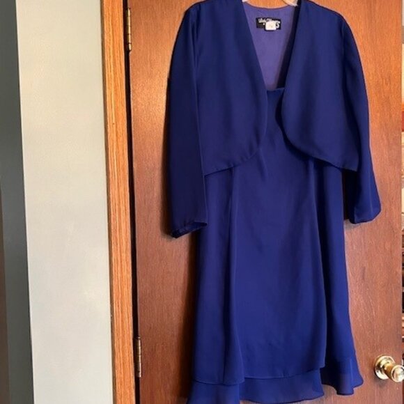 Lady Hampton Royal Blue MOTB dress with jacket size 14 - Picture 1 of 4